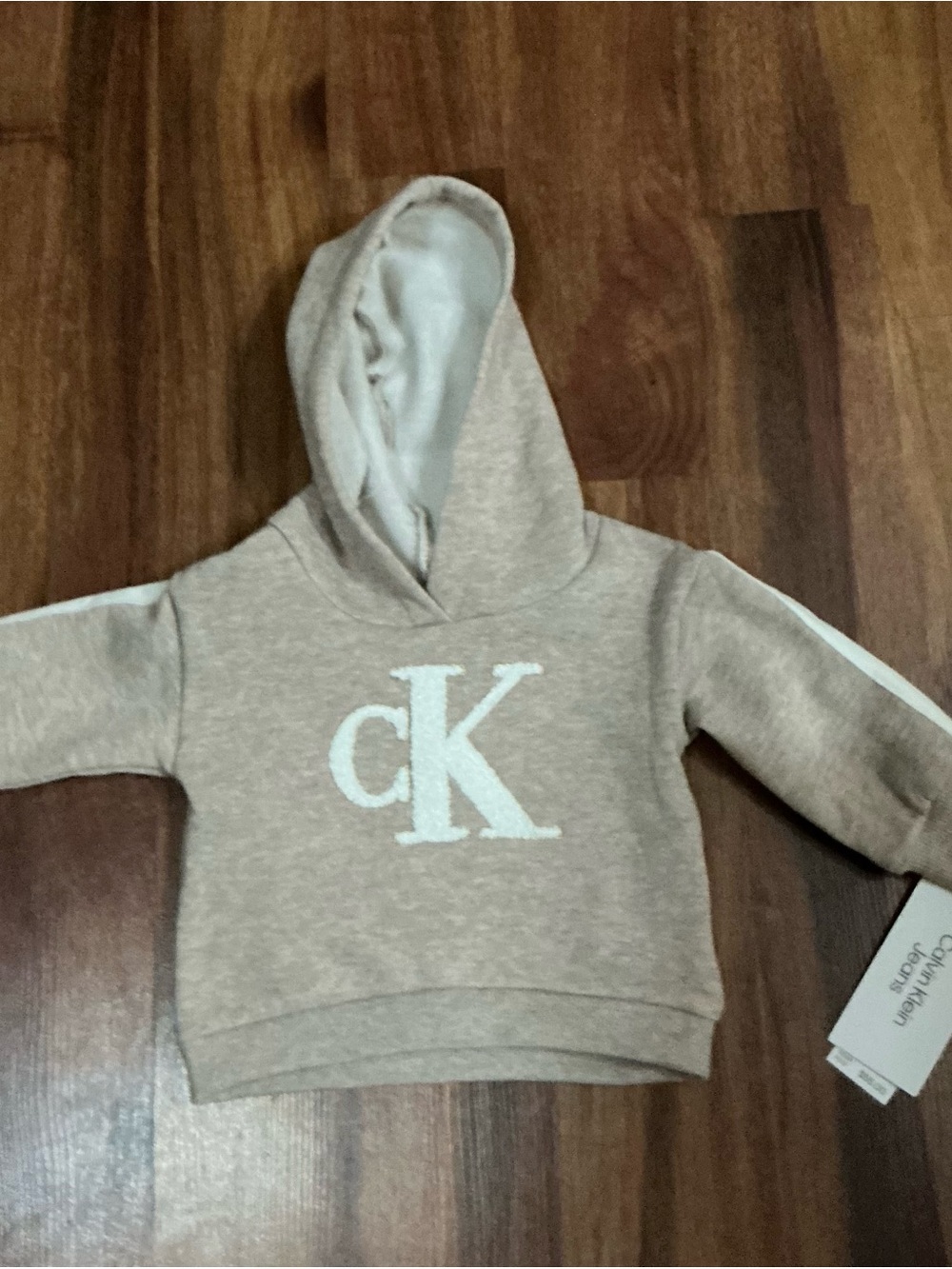 Calvin Klein Beige baby boys Hoodie with CK Logo nwt sz 3 6 months